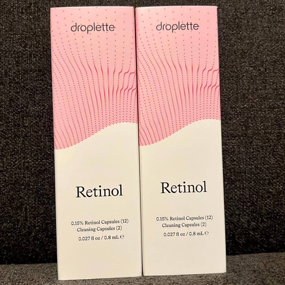 Droplette retinol capsules: 2 boxes, 22 capsules total and 4 cleaning capsules